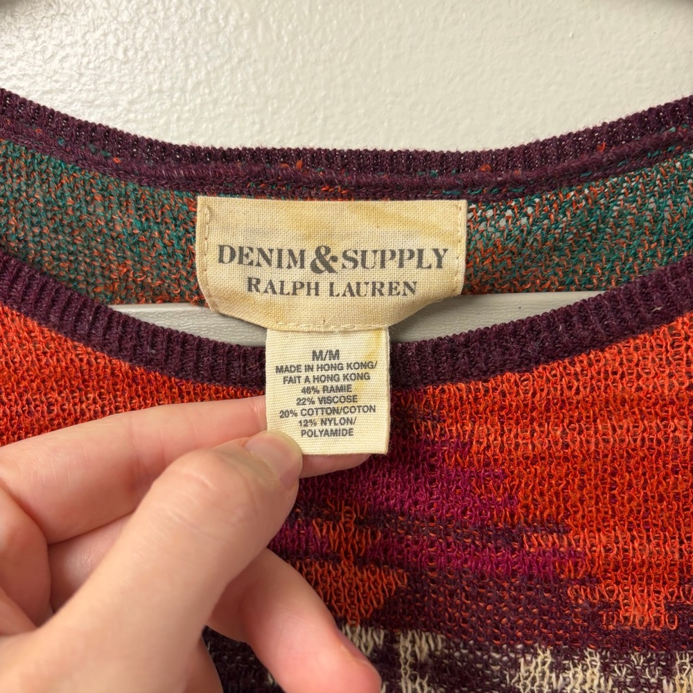 Denim & Supply by Ralph Lauren Geometric Native Aztec Long Sleeve Top Medium - Picture 3 of 5